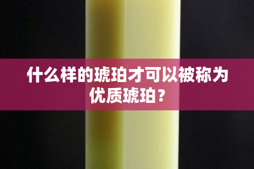 什么样的琥珀才可以被称为优质琥珀？