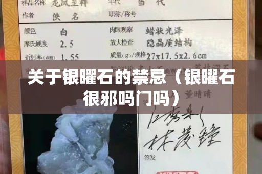 关于银曜石的禁忌（银曜石很邪吗门吗）